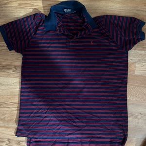 VTG Mens Polo Ralph Lauren Extra Large Adult Polo Shirt Blue Red Striped Preppy